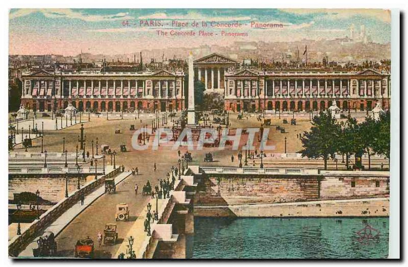 Old Postcard Paris Concorde Square Panorama