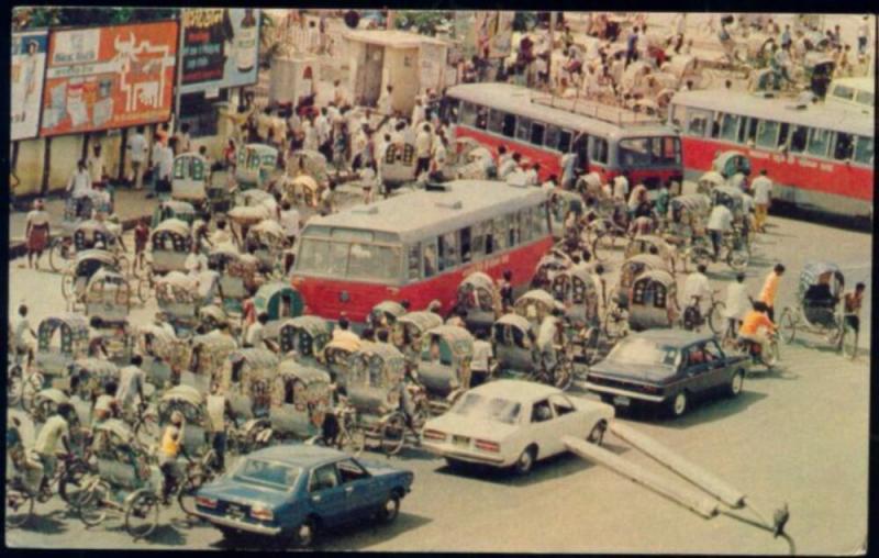 bangladesh, DACCA DHAKA, Street Scene, Bus Rickshaw (1970s)