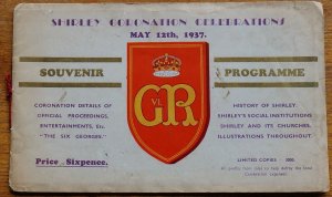 Coronation GVI, 1937, Shirley (B'ham)Coronation Celebrations programme, 16 pages