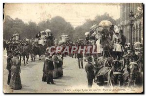 Old Postcard Paris Departure To The Races Place De La Concorde