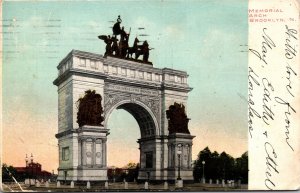 Postcard NY Brooklyn Memorial Arch entrance to Prospect Park