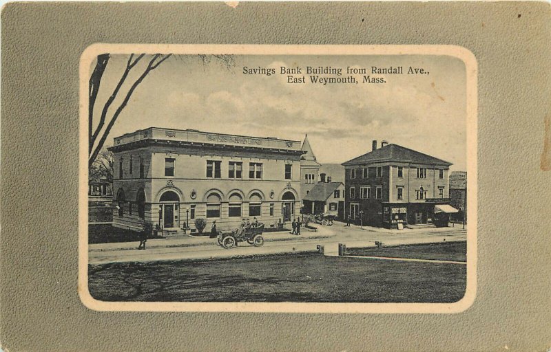 Postcard Savings Bank Building From Randall Ave. East Weymouth MA Norfolk County