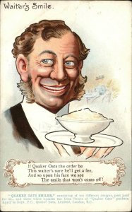 QUAKER OATS AD ADVERTISING Waiter's Smile c1910 Postcard