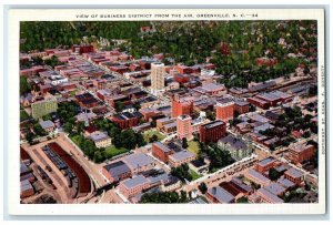 c1940s View Of Business District From The Air Greenville South Carolina Postcard