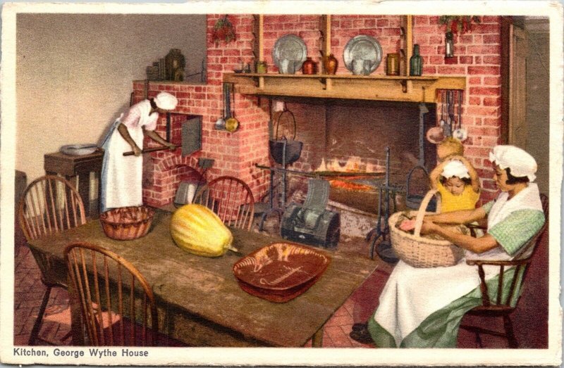 Kitchen George Wythe House WB Postcard Williamsburg Virginia VA Postcard PM WOB  