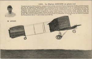 PC CPA AVIATION, LE BIPLAN ANZANI EN PLEIN VOL, Vintage Postcard (b24528)