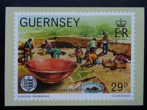 Guernsey ARCHAEOLOGY Artist Gordon Drummond  3-F 1982 Postcard