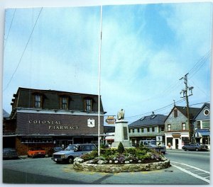 Postcard - Hub of the downtown shopping area, Dock Square - Kennebunkport, ME