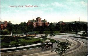 CLEVELAND, OH Ohio  UNIVERSITY CIRCLE  RAILROAD TROLLIES  c1910s   Postcard