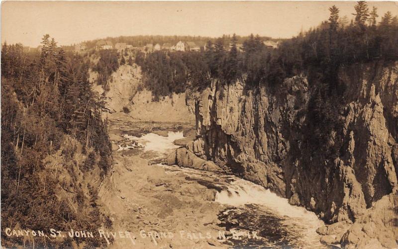 C32/ Grand Falls Canada New Brunswick RPPC Postcard 1925 Canyon St John River