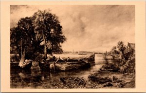 Vtg Art A View on the Stour Near Dedham by John Constable Essex UK Postcard