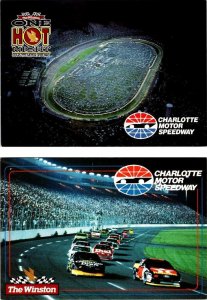 2~4X6 Postcards NC, North Carolina CHARLOTTE MOTOR SPEEDWAY Nascar Racing~Night