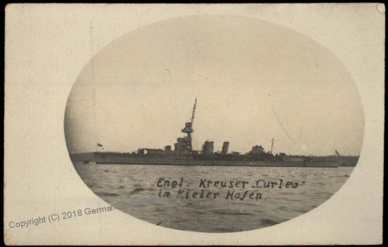 Germany WWI  RPPC Of Captured English Destroyer Curlew at Kiel 65950
