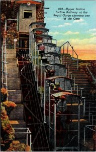 Postcard Upper Station Incline Railway at the Royal Gorge Showing The Cars