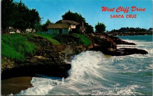 Vtg Santa Cruz California CA West Cliff Drive Homes Residential View Postcard