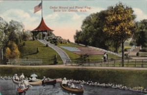 Michigan Detroit Cedar Mount and Floral Flag Belle Isle
