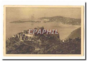 Eze Old Postcard General view of the village taking the road to the Great Nic...