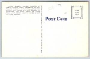 Hotel Manger - Boston, Massachusetts - Postcard