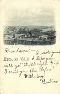 canada, St. JOHN, N.B., Harbor from Fort Howe (1905) Postcard