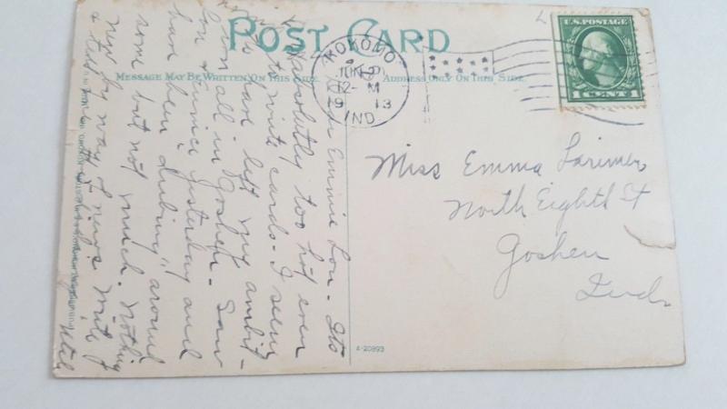 Postcard Kokomo Indiana 1912 Sceme In City Park Vintage