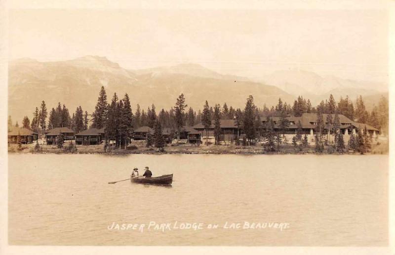 Jasper Canada Jasper Park Lodge Lac Beauvert Real Photo Antique Postcard J79254