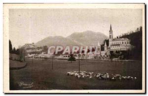 Old Postcard Lourdes Basilica and the Pic du Jer