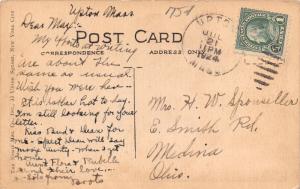 West Upton Massachusetts~School House~1924 Blue Sky Handcolored Postcard