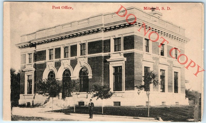 RAREST Mitchell, So Dak Post Office Building Litho Photo Postcard Bloom Bros A28 