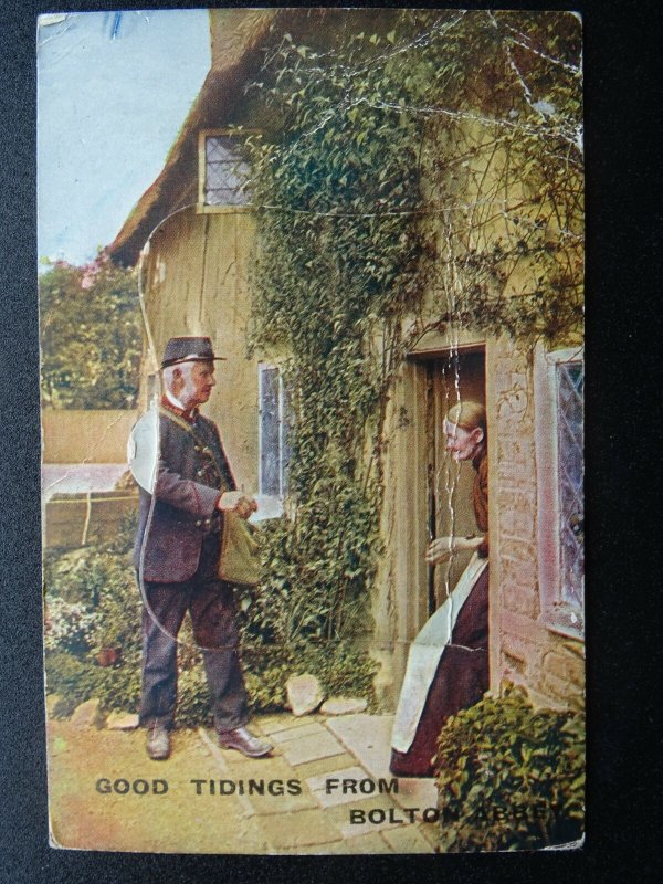 Yorkshire BOLTON Novelty Pull-out ROYAL MAIL POSTMAN c1916 Postcard 
