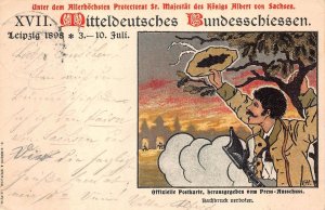 SAXONY GERMANY GUN SHOOTING FESTIVAL EXPOSITION EXPO CANCEL SIGNED POSTCARD 1898