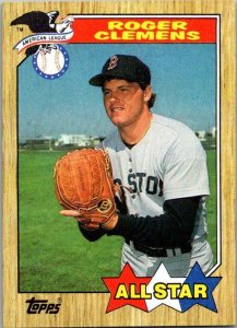 1987 Topps Baseball Card Roger Clemens American League All Star sk19015