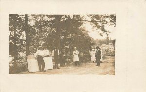 Early Popcorn Wagon Busy Scene Real Photo Postcard