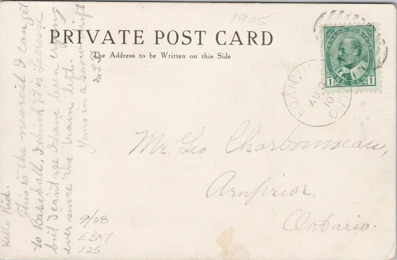 Lacrosse Canada's National Game c1905 Litho w/ Eganville ONT Cancel Postcard G77