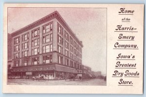 Des Moines Iowa IA Postcard Home Of The Harris-Emery Company c1910's Antique