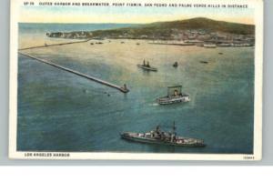 Los Angeles CA Harbor Ships c1910 Postcard