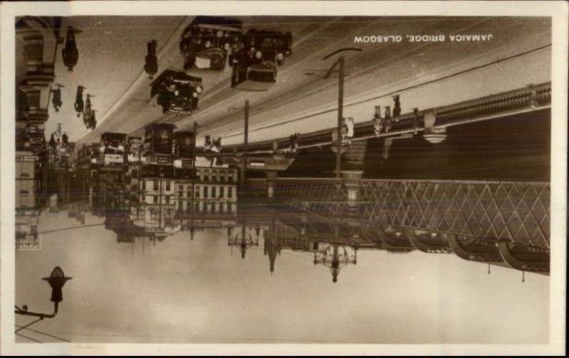 Glasgow Scotland Jamaica Bridge Old Cars Real Photo Postcard