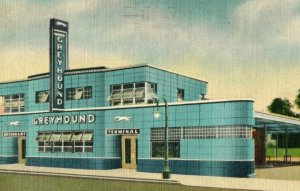 C.1930s-40s Greyhound Union Bus Terminal Fort Wayne Indiana Vintage Postcard P79 