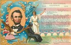 C-1910  Abraham Lincoln Patriotic Postcard Birthday Series 21-13476