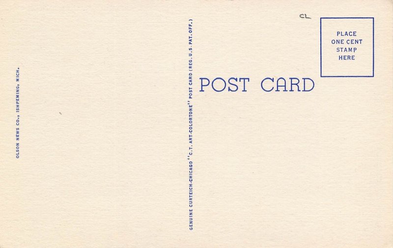 LS & I Ore Docks Steamer Freighter Marquette Michigan linen postcard