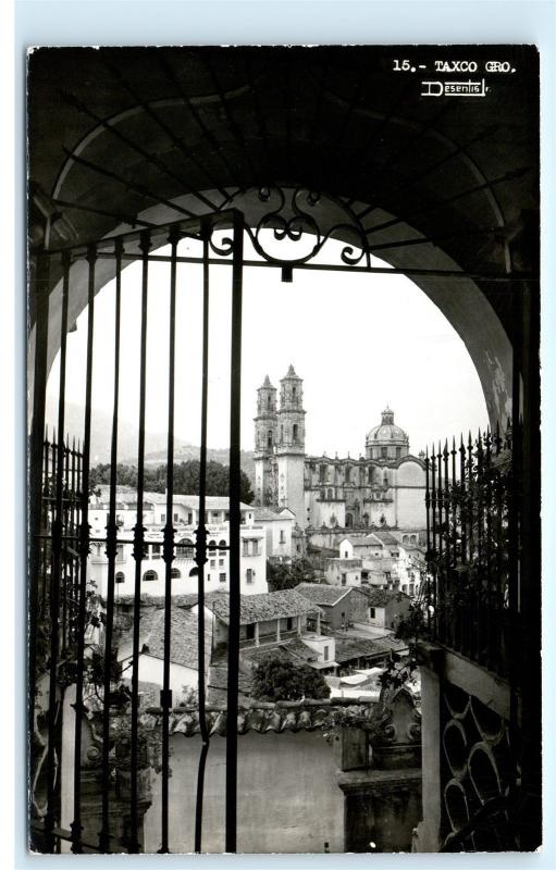 Cathedral Santa Prisca Iron Gates Window Taxco Mexico Vintage Photo Postcard C82