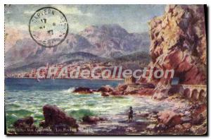 Old Postcard Menton General view The Red Rocks