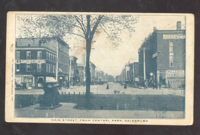 GALESBURG ILLINOIS DOWNTOWN MAIN STREET SCENE 1906 ILL VINTAGE POSTCARD