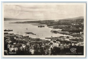 Västernorrland County Sweden RPPC Photo Postcard Sundsvall Aerial View 1935