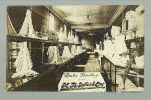 Elkhart INDIANA RPPC c1905 INTERIOR GENERAL STORE Dry Goods H.B. SYKES & CO.