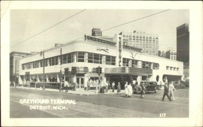 Detroit MI Greyhound Bus Terminal Station 1940s Real Photo Postcard