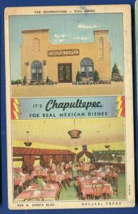 Chapultepec Mexican Restaurant cafe linen in Dallas Texas tx postcard