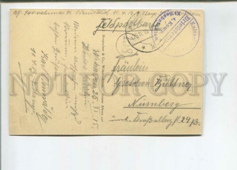 473015 WWI 1915 year GERMANY Fleet ship Schlesien maritime military mail RPPC