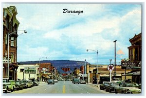 1970 Main Street Classic Cars Building Durango Colorado Antique Vintage Postcard