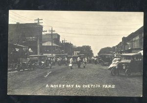 RPPC CHETOPA KANSAS DOWNTOWN STREET SCENE OLD CARS REAL PHOTO POSTCARD