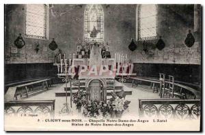 Old Postcard Clichy sous Bois Chapele Our Lady of Angels Altar The Statue of ...